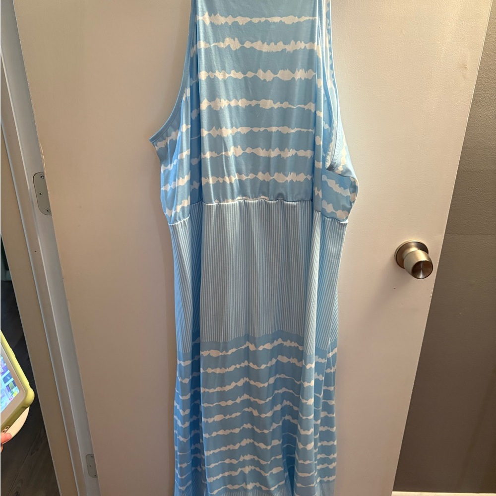 SHEIN Curve Blue and White Patterned maxi dress size 3x